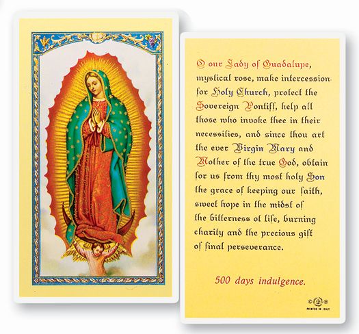 Our Lady of Guadalupe Laminated Catholic Prayer Holy Card