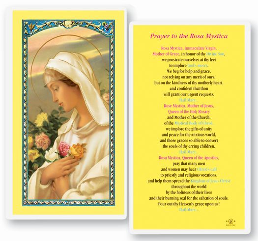 Rosa Mystica Laminated Catholic Holy Card Pack of 25