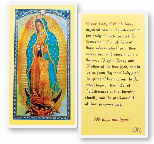 Our Lady of Guadalupe Laminated Catholic Prayer Holy Card