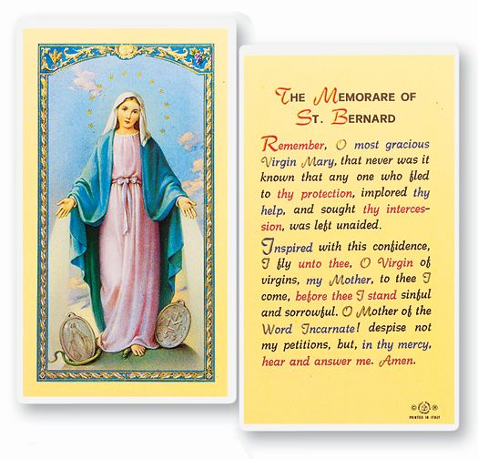 Memorare Laminated Catholic Prayer Holy Card Pack of 25