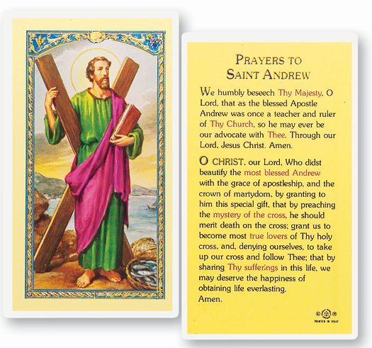 Saint Andrew Laminated Catholic Prayer Holy Card Pack of 25