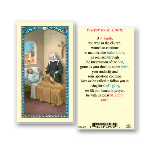 Saint Emily Laminated Catholic Prayer Holy Card Pack of 25