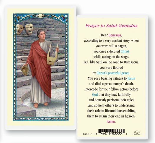 Saint Genesius Laminated Catholic Prayer Holy Card Pack of 25
