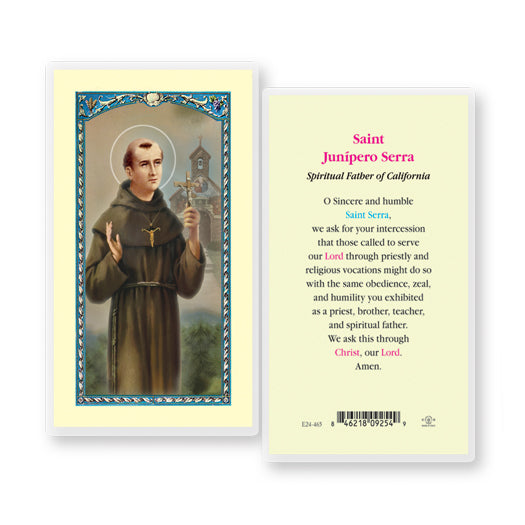 Saint Junipero Serra Laminated Catholic Prayer Holy Card Pack of 25
