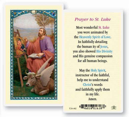 Saint Luke Laminated Catholic Prayer Holy Card Pack of 25