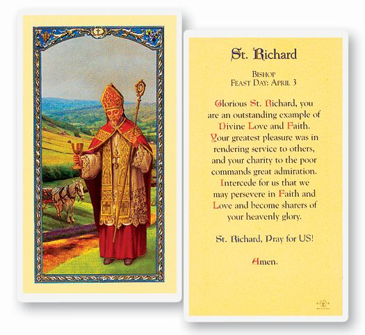 Saint Richard Laminated Catholic Prayer Holy Card Pack of 25