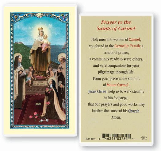 Saints of Carmel Laminated Catholic Prayer Holy Card Pack of 25