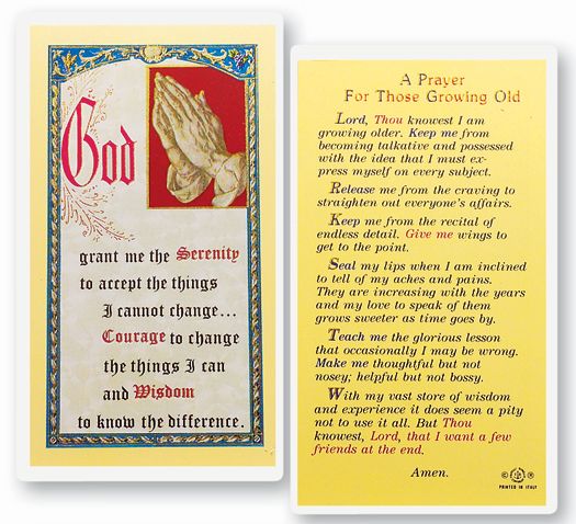 Those Growing Old Laminated Catholic Prayer Holy Card Pack of 25