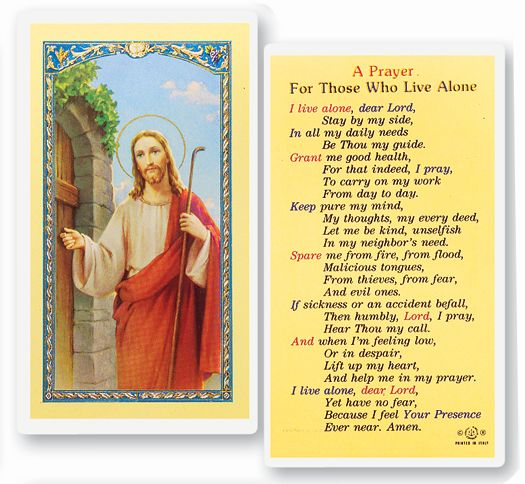 Prayer for Those Who Live Alone Laminated Catholic Holy Card Pack of 25