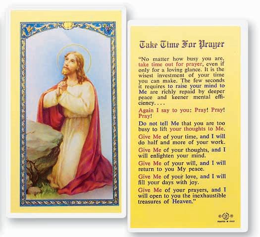 Take Time for Prayer Laminated Catholic Holy Card Pack of 25