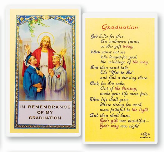 Graduation Prayer for Future Laminated Catholic Prayer Holy Card with Prayer on Back, Pack of 25