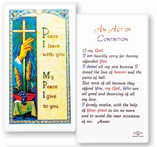 Act of Contrition Laminated Catholic Prayer Holy Card Pack of 25