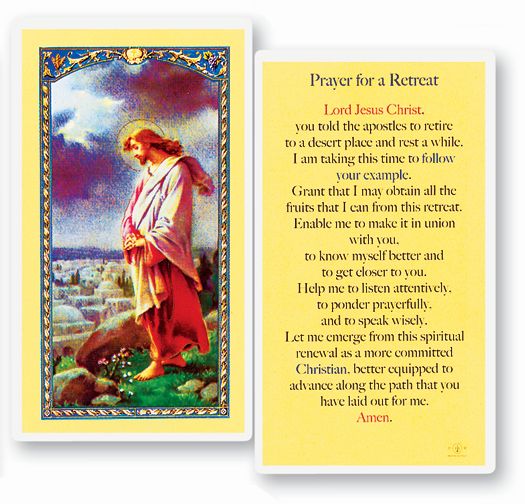 Prayer for Retreat Laminated Catholic Holy Card Pack of 25