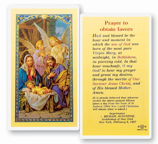 Prayer to Obtain Favors Laminated Catholic Holy Card Pack of 25