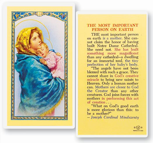 Most Important Person on Earth Laminated Catholic Prayer Card