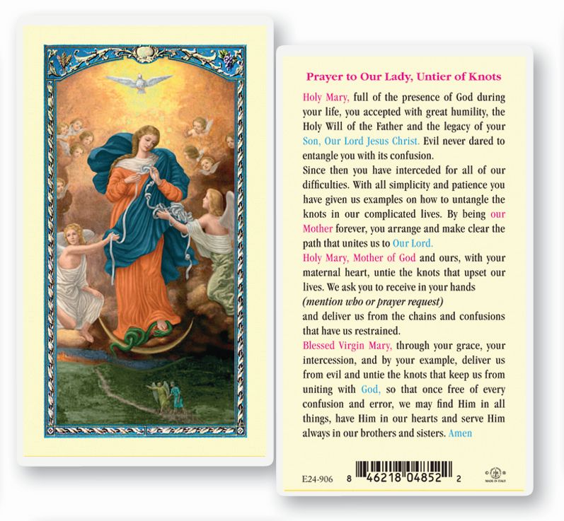 Our Lady Untier of Knots Laminated Catholic Prayer Holy Card