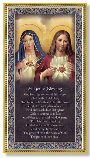 Sacred Hearts House Blessing Gold Foil Wood Plaque Decor