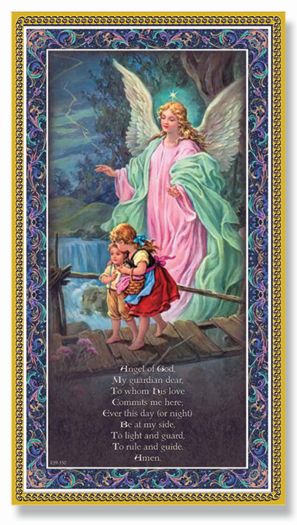 Guardian Angel Gold Foil Wood Plaque Wall Art Decor Small