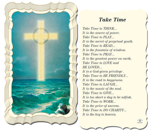 Take Time Catholic Prayer Holy Card with Prayer on Back, Pack of 50