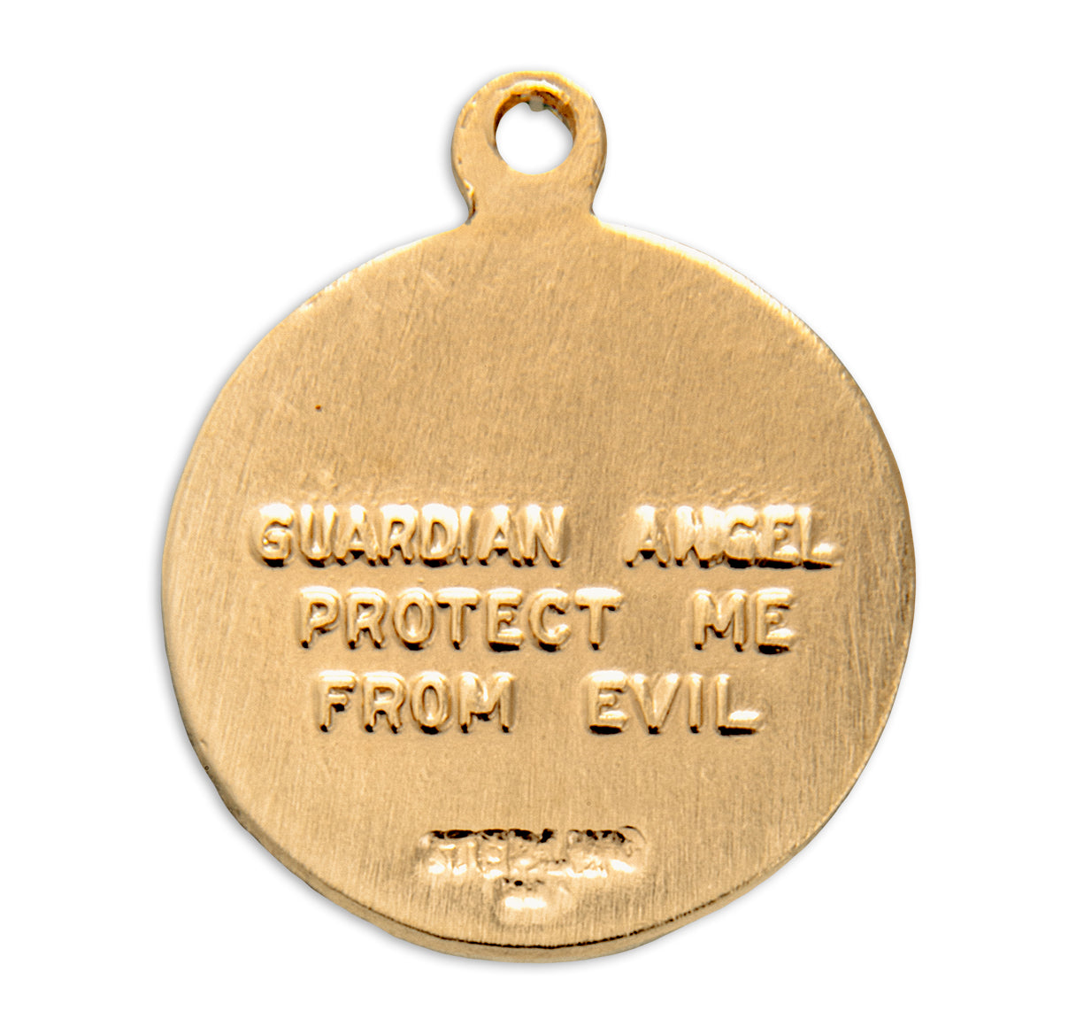Gold Over Sterling Silver Guardian Angel Medal Pendant Necklace