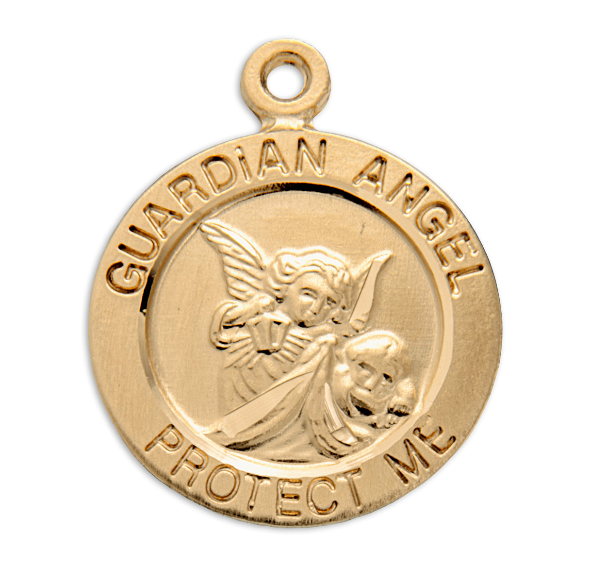 Guardian Angel Round Gold Over Sterling Silver Pendant Gift