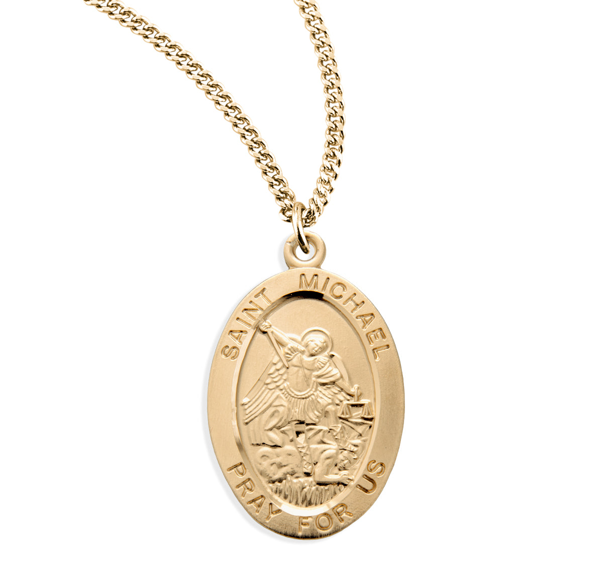 St. Michael 16k Yellow Gold Medal Necklace