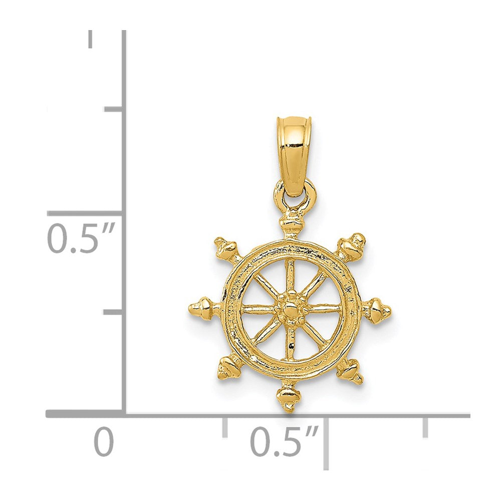 Extel Medium 14k Gold Ship Wheel Pendant Made in USA