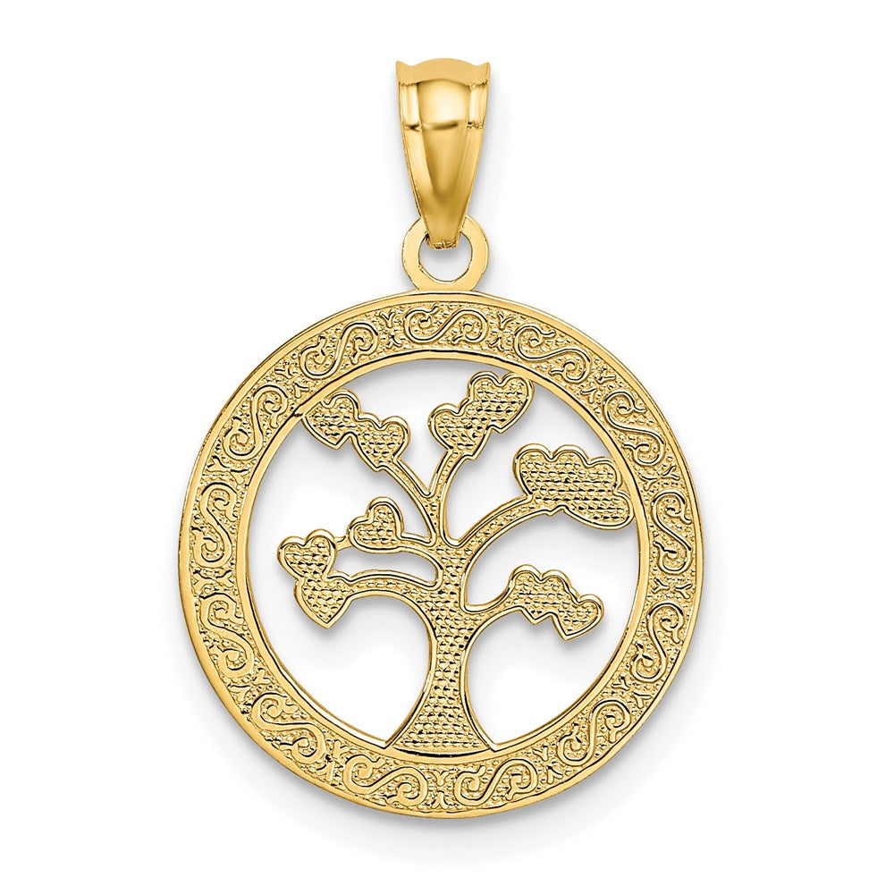 Extel Medium 14k Gold Polished Tree of Life Pendant USA