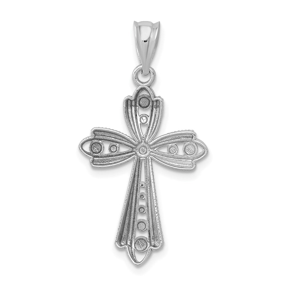 Extel Large 14k White Gold Fancy Cross Pendant Charm
