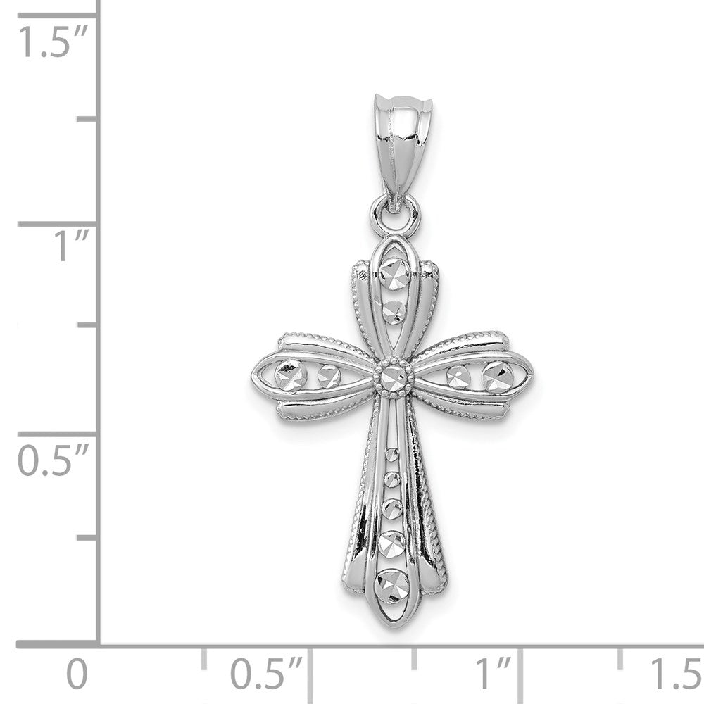 Extel Large 14k White Gold Fancy Cross Pendant Charm