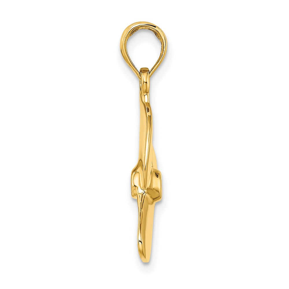 Extel Medium 14k Gold 3-D Polished Propeller Charm Made in USA