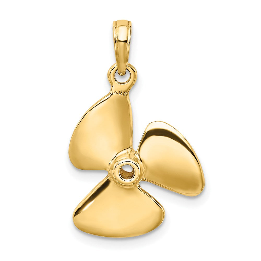 Extel Medium 14k Gold 3-D Polished Propeller Charm Made in USA