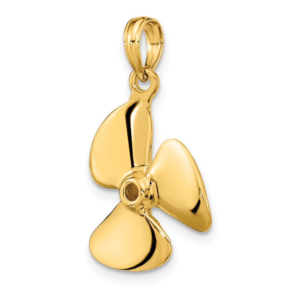 Extel Medium 14k Gold 3-D Polished Propeller Charm Made in USA