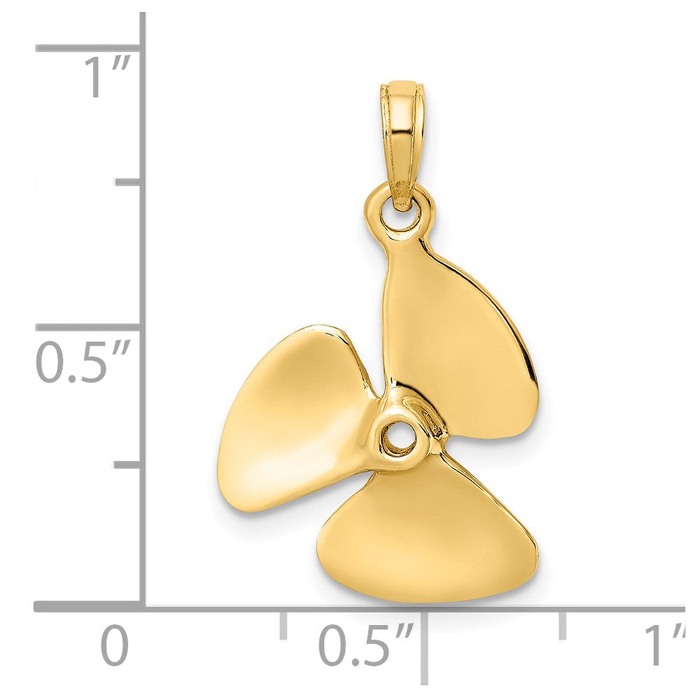 Extel Medium 14k Gold 3-D Polished Propeller Charm Made in USA