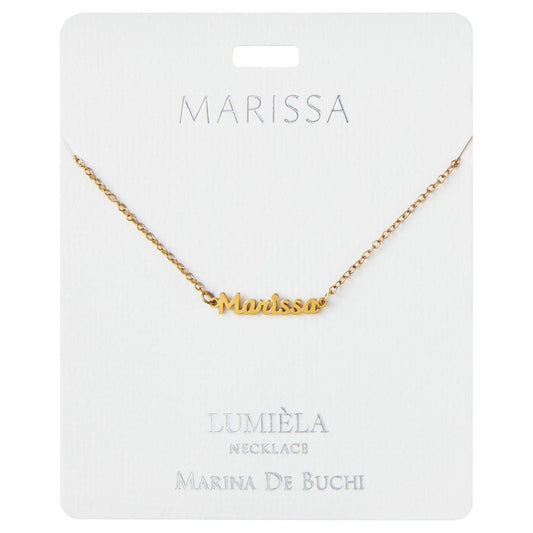 Lumiela Personalized Nameplate Morgan Necklace in Gold Tone