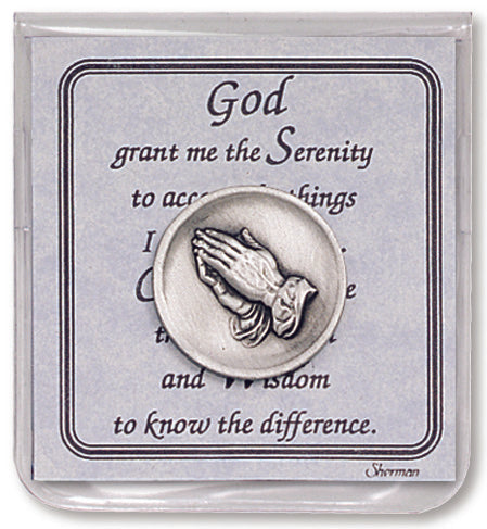 Sherman Hands Serenity Pr Pewter Pocket Coin with Prayer