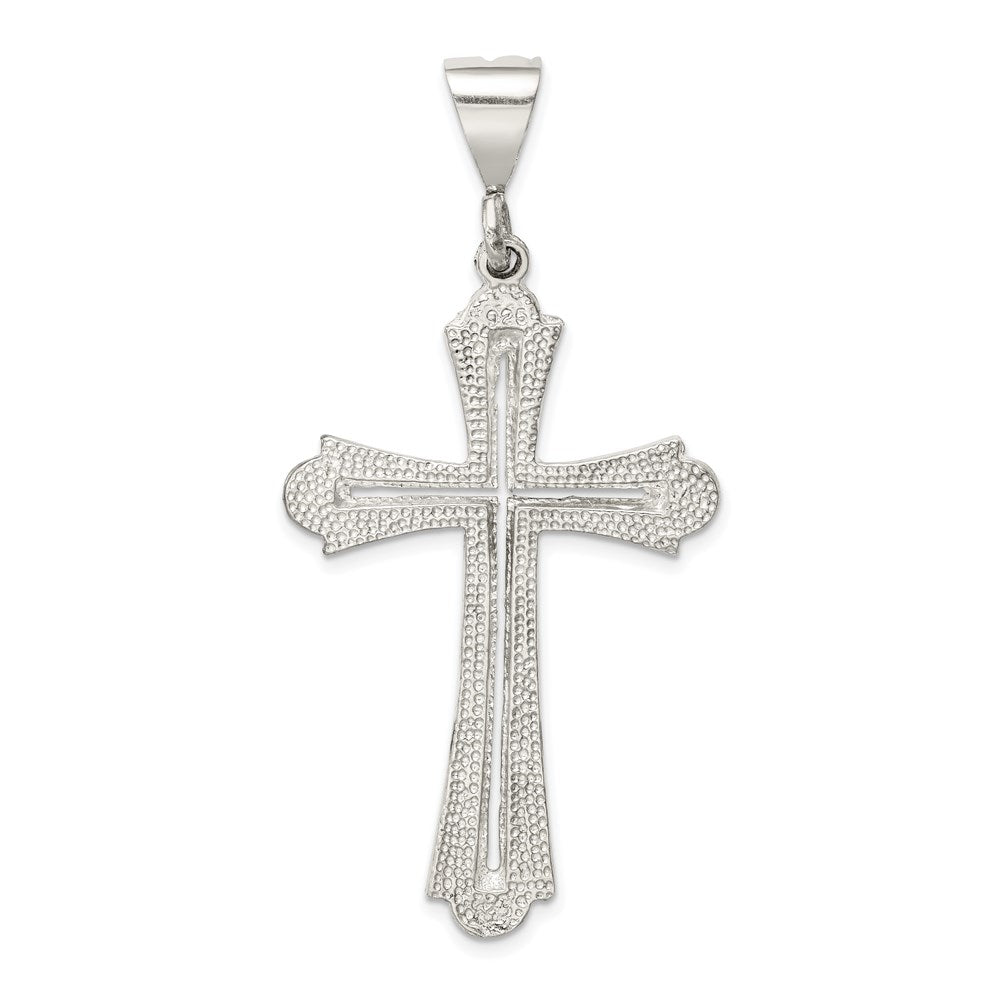 Extel Extra Large Sterling Silver Diamond-cut Cross Pendant