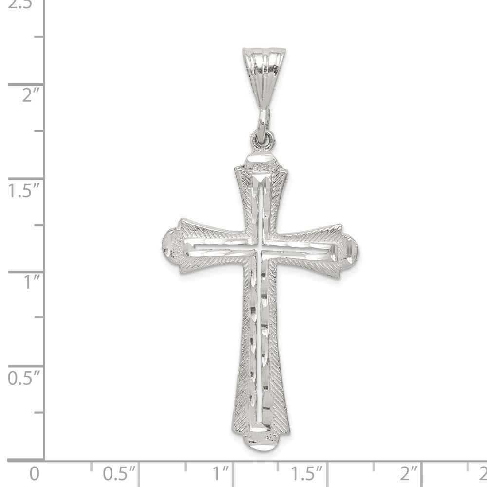 Extel Extra Large Sterling Silver Diamond-cut Cross Pendant