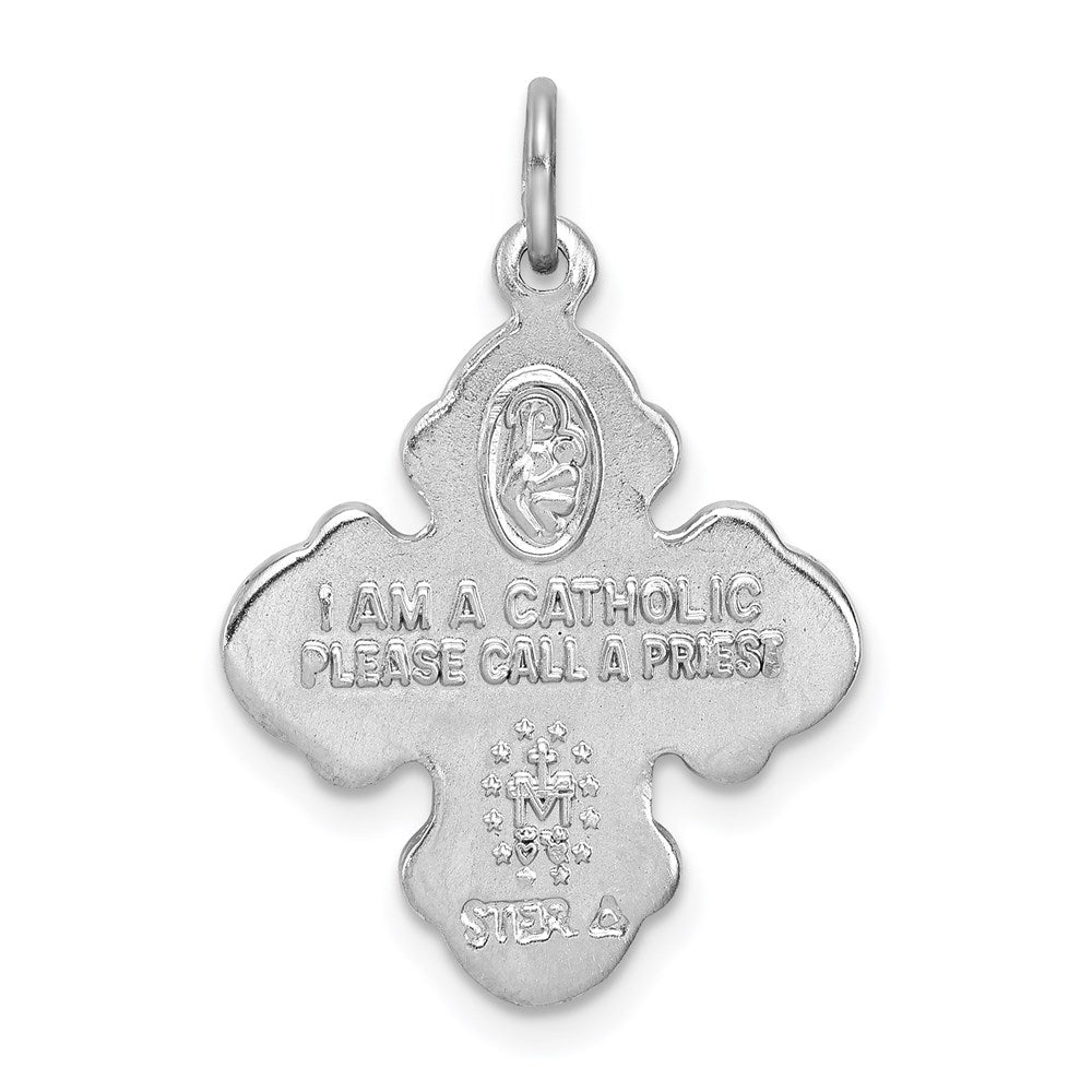 Extel Large Sterling Silver Rhodium-plated Catholic Medal