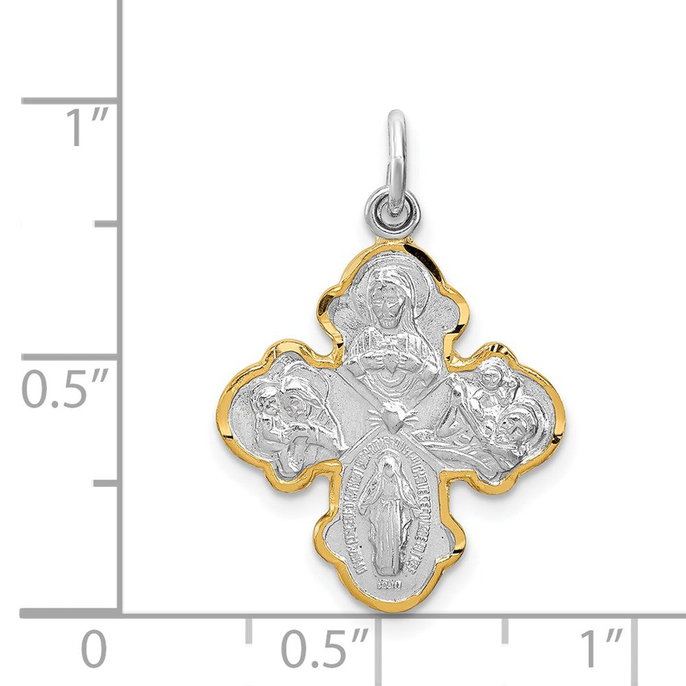 Extel Large Sterling Silver Rhodium-plated Catholic Medal