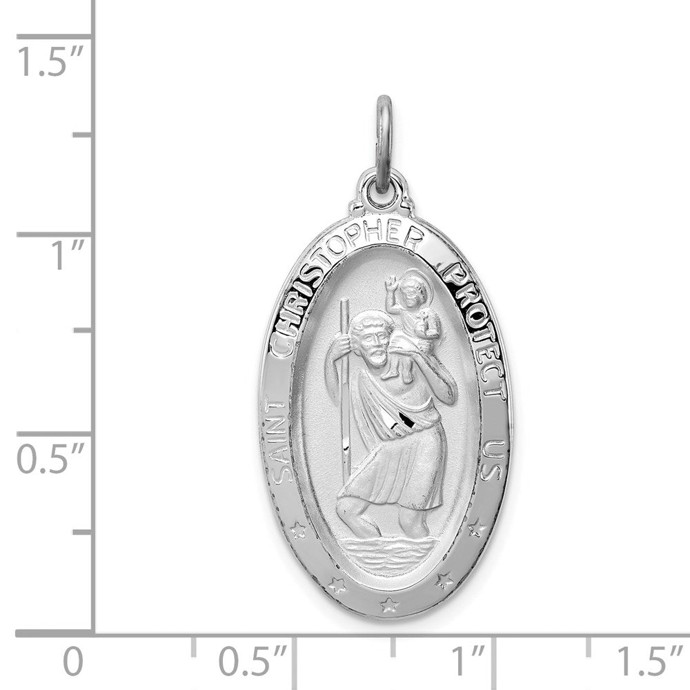 Extel Large Sterling Silver Rhodium-plated Saint Christopher Medal