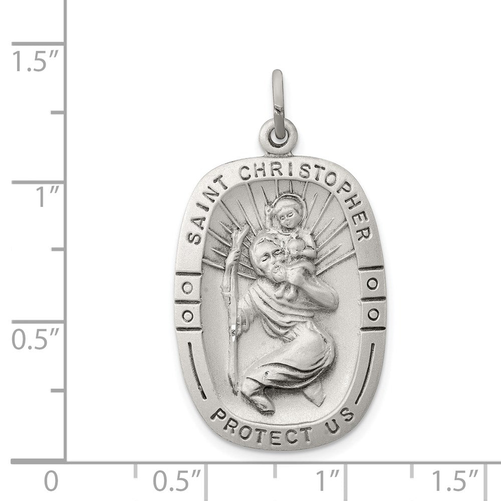 Extel Large Sterling Silver Saint Christopher Medal Pendant