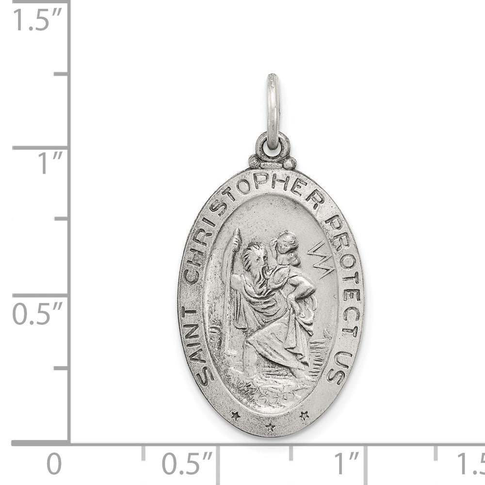 Extel Large Sterling Silver Saint Christopher Baseball Medal Charm