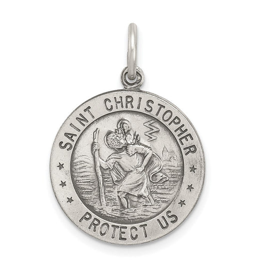 Extel Medium Sterling Silver Patron Saint Christopher Soccer Medal Pendant Charm, Made in USA