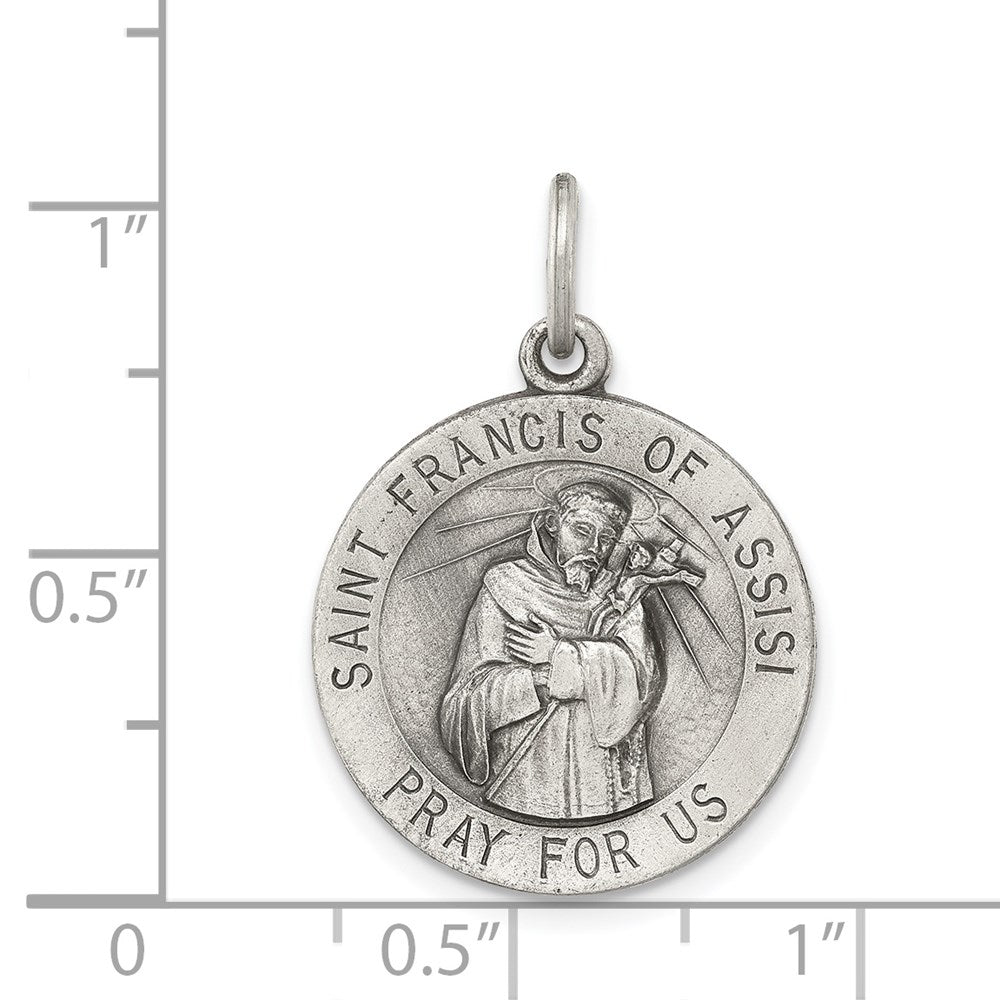 Extel Large Sterling Silver Saint Francis Medal Pendant Charm