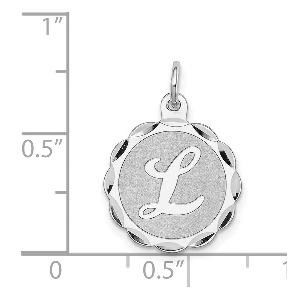 Extel Medium Sterling Silver Rhodium-plated Initial L Charm