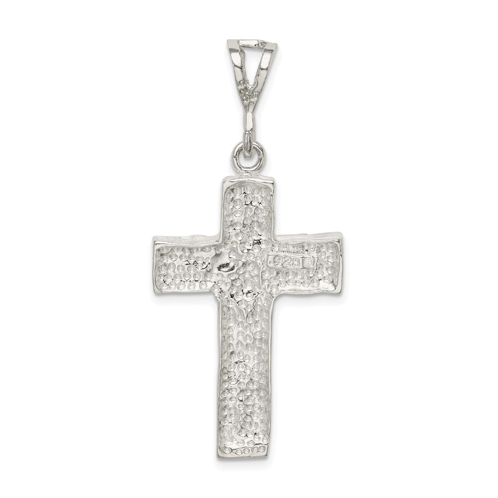 Extel Large Sterling Silver Nugget Cross Pendant Charm Jewelry