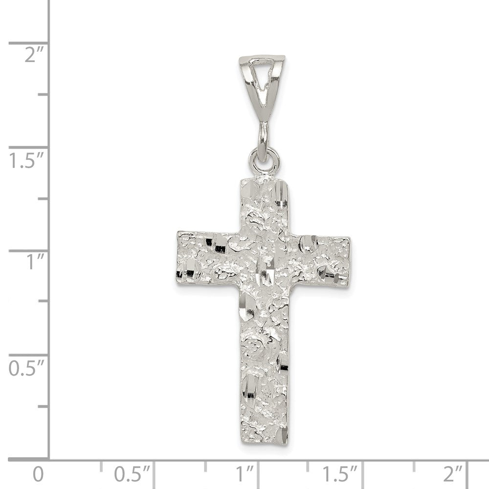 Extel Large Sterling Silver Nugget Cross Pendant Charm Jewelry
