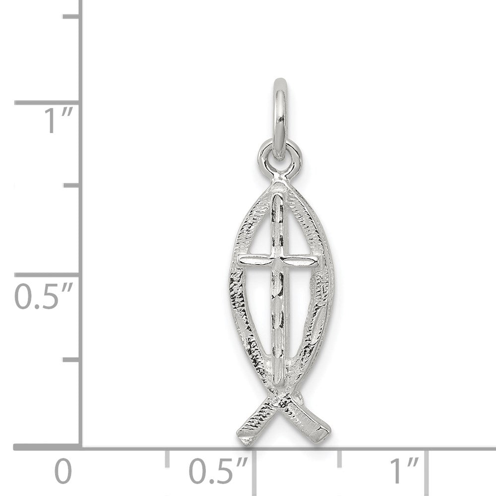 Extel Medium Sterling Silver Ichthus Fish Charm Pendant