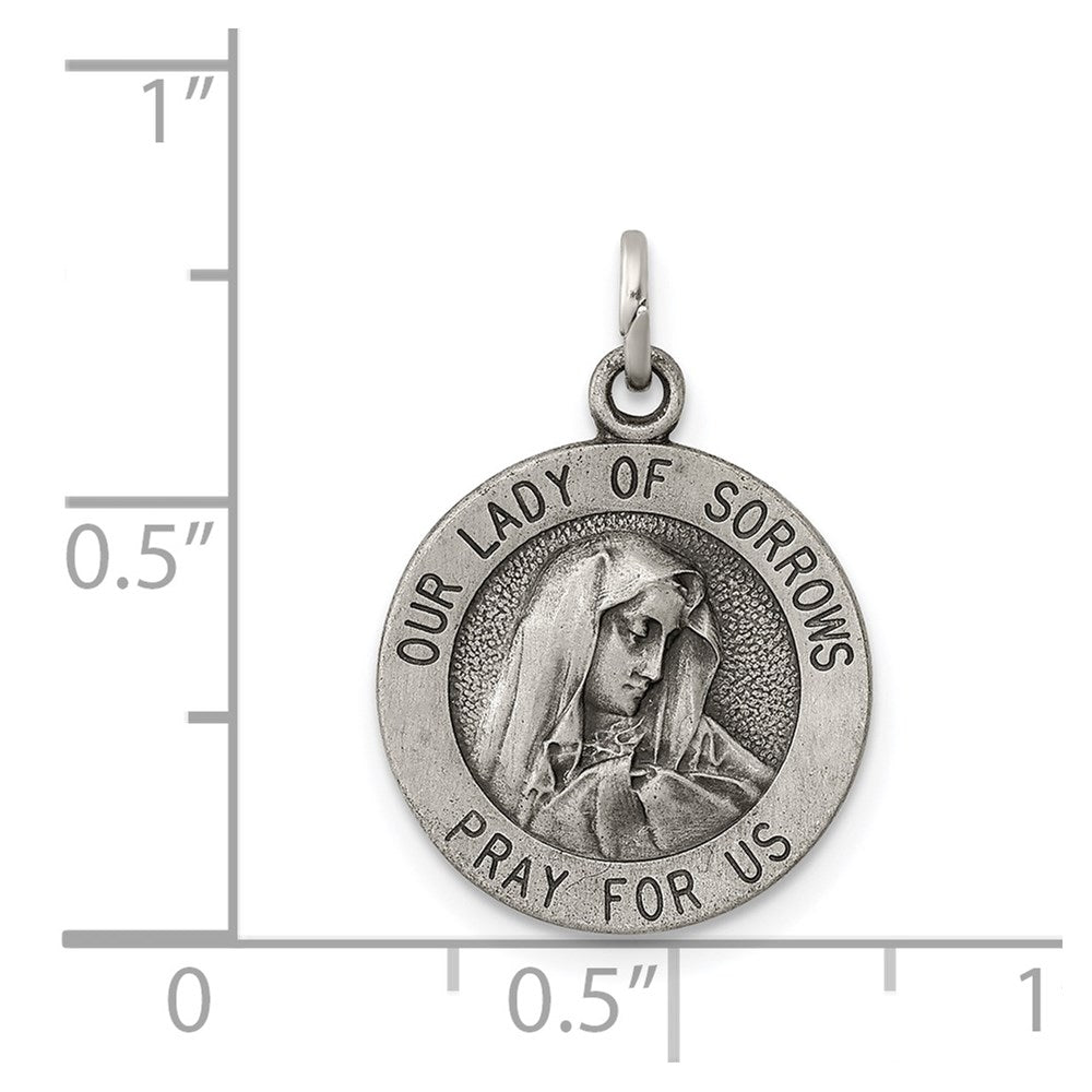 Extel Medium Sterling Silver Our Lady of Sorrows Pendant Charm